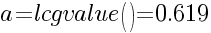 a=lcgvalue()=0.619