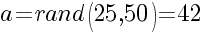 a=rand(25,50)=42