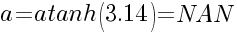 a=atanh(3.14)=NAN