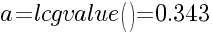 a=lcgvalue()=0.343